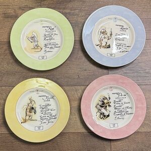 4 Vintage Anthropologie Dessert Plates 8 Inch Cheeky Chefs‎